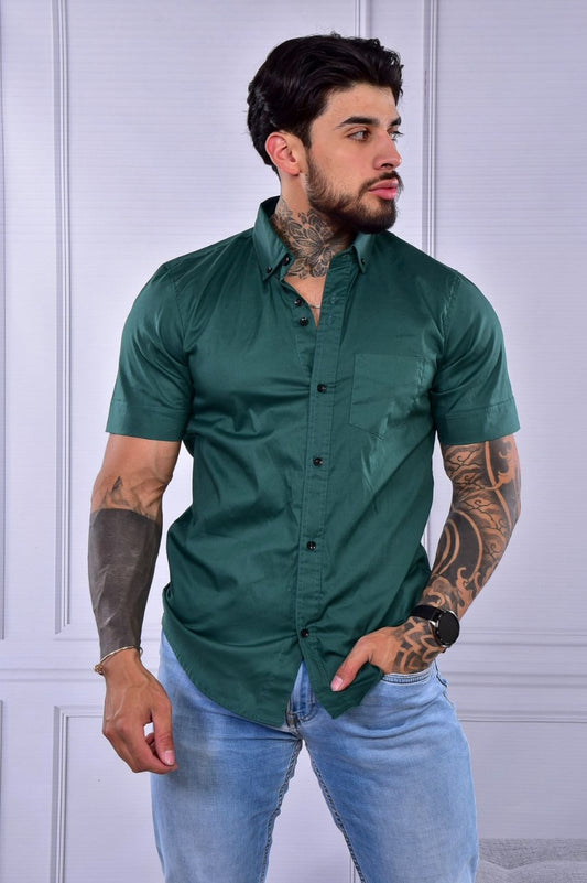 Camisa Unicolor Verde Militar