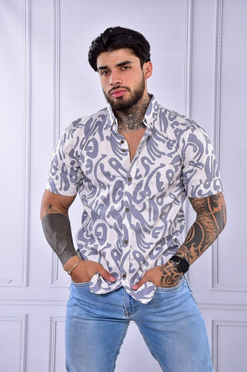 Camisa Abstractas Gris