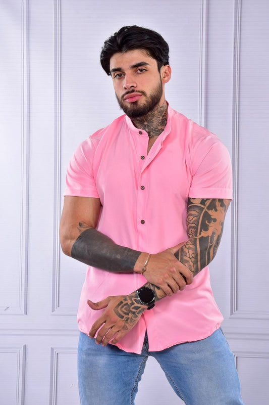 Camisa Seda Mango Rosado Oscuro