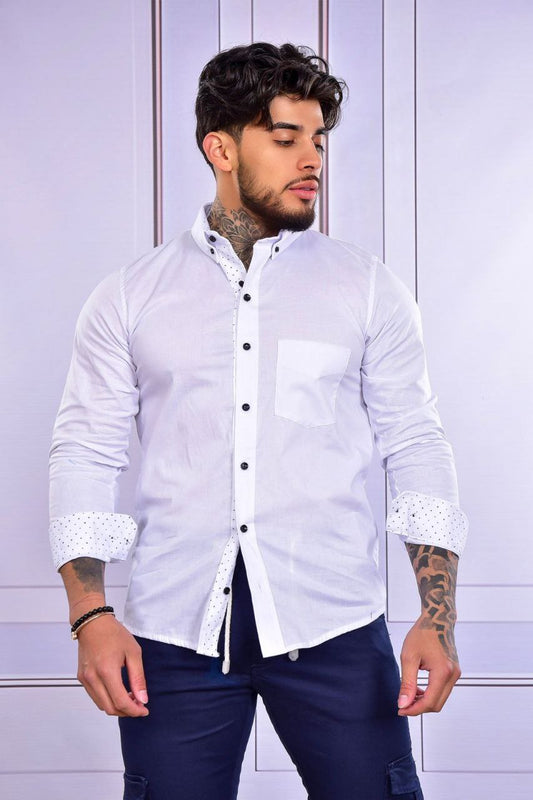 Camisa Unicolor Manga Larga Blanco