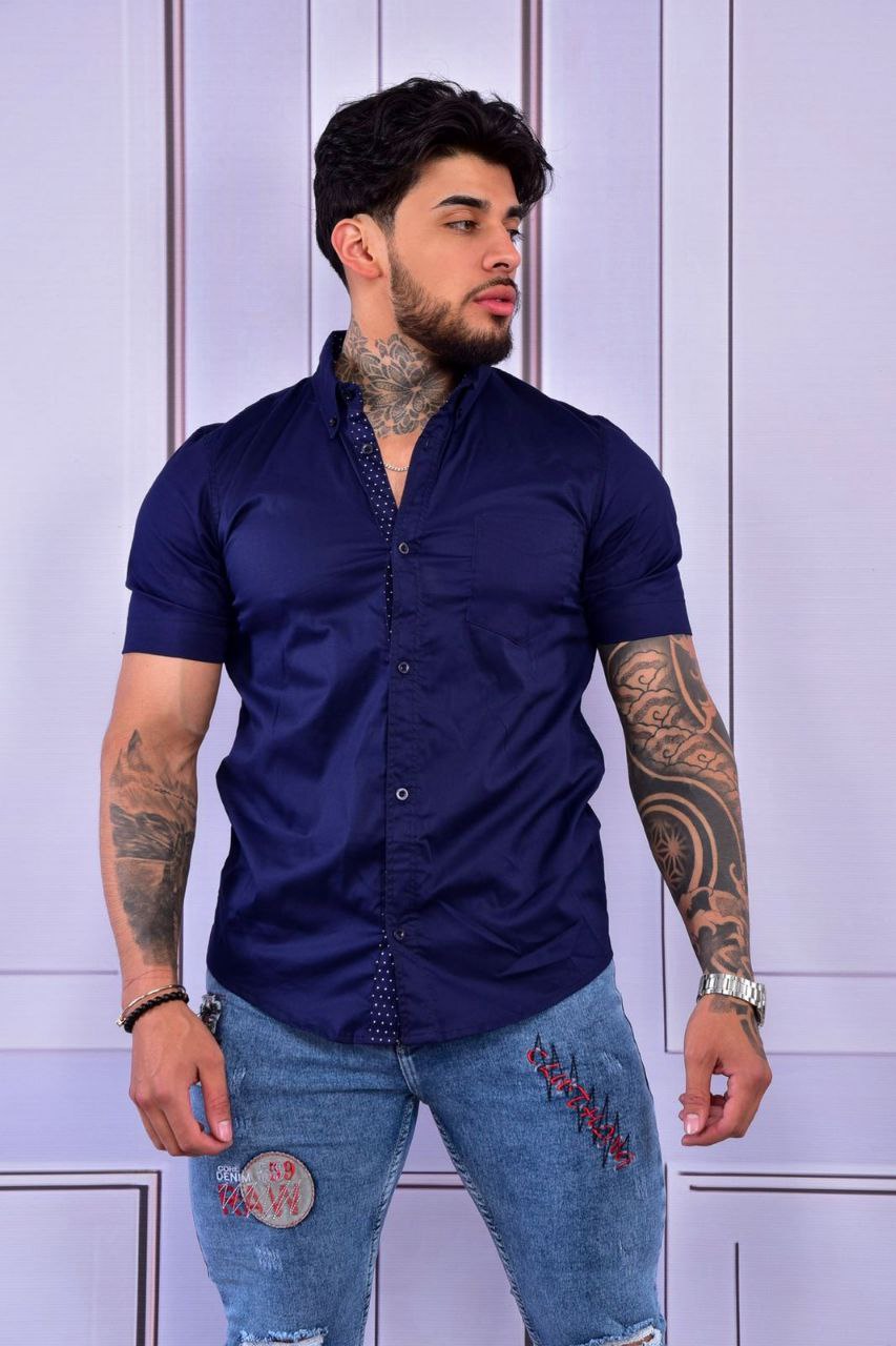 Camisa Unicolor Azul Oscuro